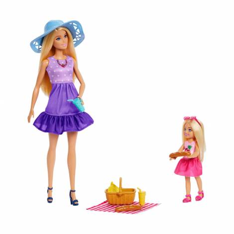 Mattel Barbie: Family & Friends - Barbie Malibu & Club Chelsea Sister PicNic Dolls (JBF43)