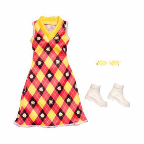 Mattel Barbie: Fashion Pack Diamond Pattern Dress With Yellow And Pink (HJT17)