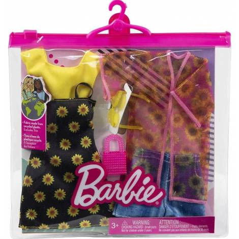 Mattel Barbie Fashions 2-Pack - Shirt, Shorts Kimono, Sleeveless Sunflower Dress (HBV71)