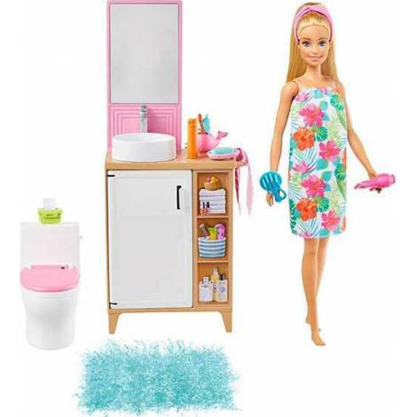 Mattel Barbie: Furniture With Doll - Bathroom (GRG87)