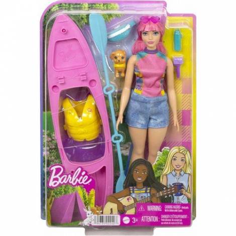 Mattel Barbie It Takes Two - Camping Playset With Curvy Daisy Doll with Pink Hair, Pet Puppy  Kayak (HDF75)