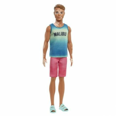 Mattel Barbie Ken Doll - Fashionistas #192 Blue Ombre Malibu Tank, Red Shorts Vitiligo Doll (HBV26)