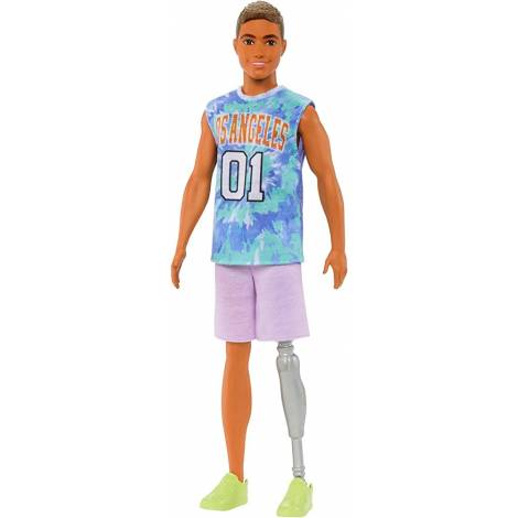 Mattel Barbie Ken Doll - Fashionistas #212 Doll with Prosthetic Leg Wearing Los Angeles Jersey and Purple Shorts with Sneakers (HJT11)