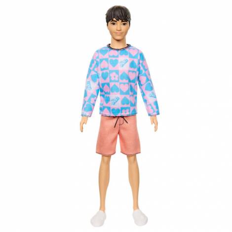 Mattel Barbie Ken Doll - Fashionistas #219 with Pink and Blue Heart Patterened Shirt (HRH24)