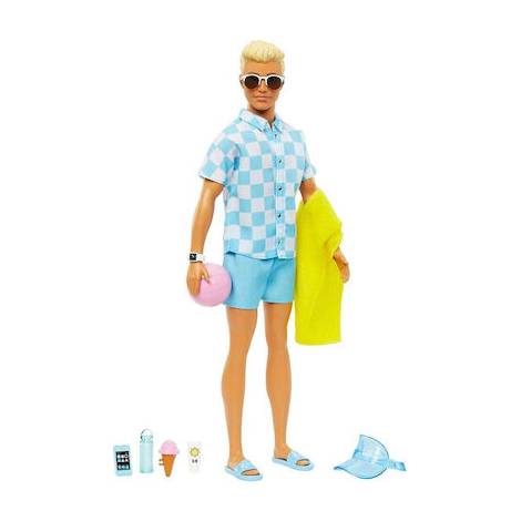 Mattel Barbie: Ken Doll with Swim Trunks and Beach-Themed Accessories (HPL74)