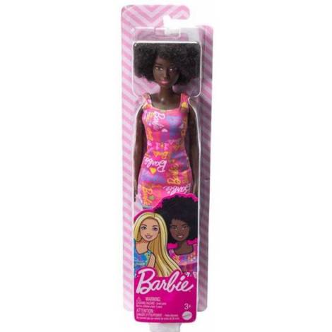 Mattel Barbie Purple Dress with Flowers - Dark Skin Doll with Pink Dress (HGM58)