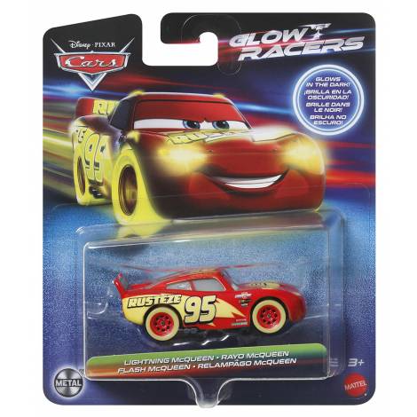 Mattel Disney Cars: Glow Racers - Lightning Mcqueen Vehicle (HPG77)