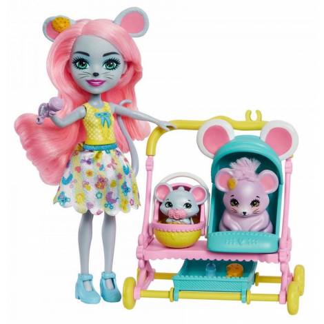 Mattel Enchantimals: City Tails Main Street - Mouse Baby Buggy (HKR57)