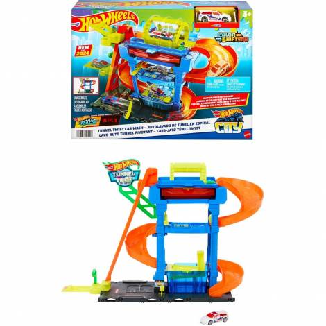 Mattel Hot Wheels® City: Color Shifters - Tunnel Twist Car Wash Playset (HTN80)