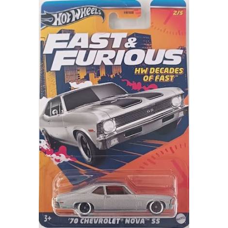 Mattel Hot Wheels Fast  Furious: HW Decades of Fast - 70 Chevrolet Nova SS Vehicle (HRW42)