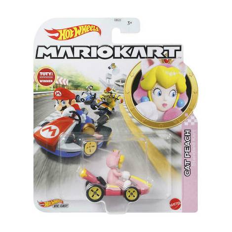 Mattel Hot Wheels: Mario Kart - Cat Peach Standard Kart Die-Cast (GRN13)