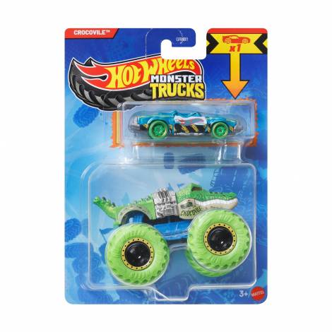 Mattel Hot Wheels Monster Trucks: Crocovile With Small Car – Die-Cast & Truck Vehicle (JJT63)