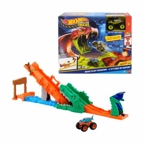 Mattel Hot Wheels Speed Snap: Monster Trucks - Crocodile Crash Challenge Playset (JJN45)