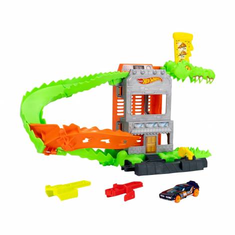 Mattel Hot Wheels: Tracks With Beasts – Hot Wheels City Croc Pizza Attack (JHL93)