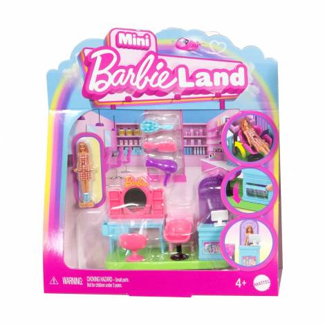 Mattel Mini Barbieland: Collectible Hair Salon - Playset with Mini Doll (JCR32)