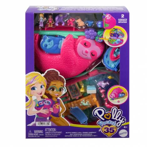Mattel Polly Pocket: Sloth Family 2-in-1 Purse Compact (HRD40)