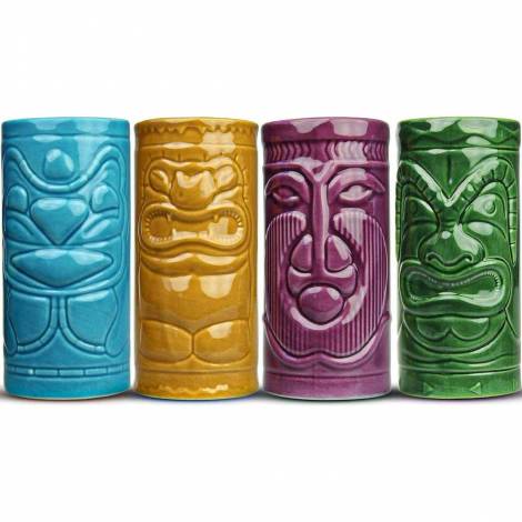 Mikamax Σετ 4 ποτήρια για τροπικά κοκτέιλ Tiki Mug (MM04070)