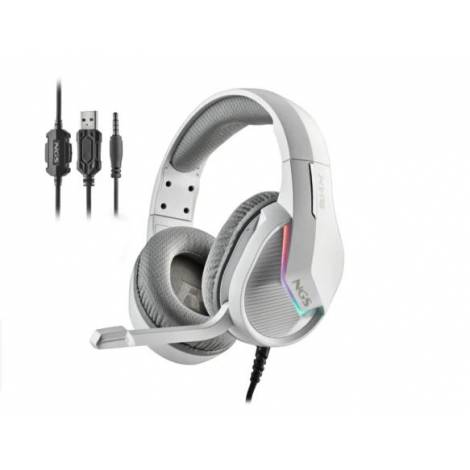 NGS GHX-515 Over Ear Gaming Headset με RGB LED Lights & Volume Control, USB / 3.5mm, σε λευκό χρώμα