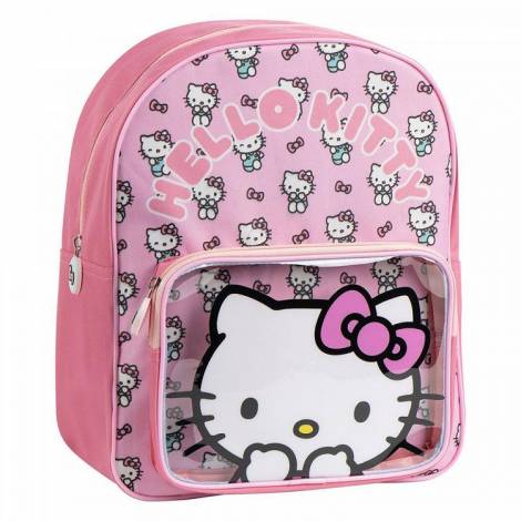 Παιδική Τσάντα Πλάτης 30εκ με Διάφανη Τσέπη Friends HELLO KITTY