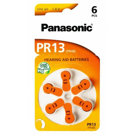 PANASONIC μπαταρίες ακουστικών βαρηκοΐας PR13, mercury free, 1.4V, 6τμχ