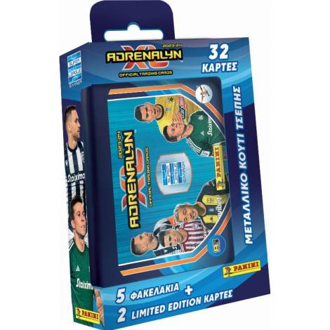 Panini Adrenalyn XL: Superleague Greece 2023-24 -Trading Cards Metal Pocket Tin