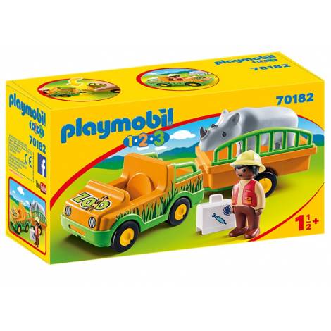 Playmobil® 1.2.3 - Zoo Vehicle with Rhinoceros (70182)