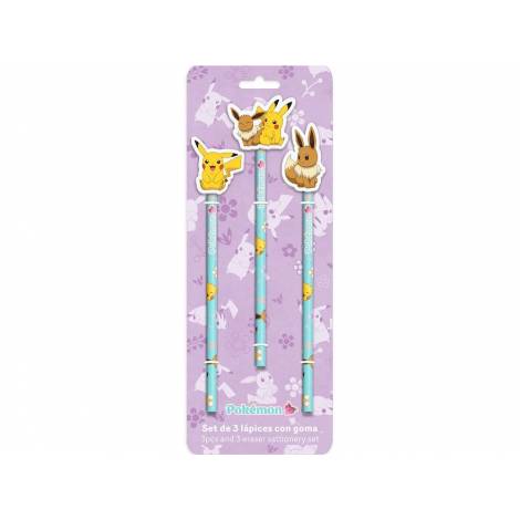 POKEMON - Flower Collection - Pack of 3 Pencils with Topper