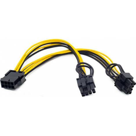 Powertech 8-Pin EPS - 2x 6+2 Pin PCIe Cable 0.2m (CAB-W035)