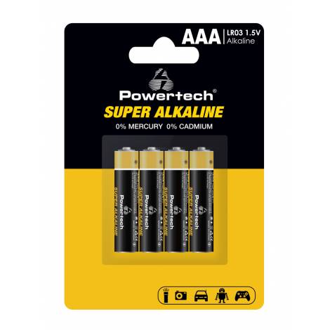POWERTECH αλκαλικές μπαταρίες Super Alkaline PT-1213, AAA, 1.5V, 4τμχ