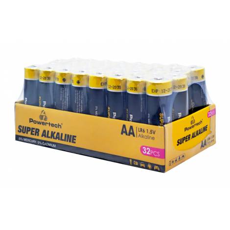 POWERTECH αλκαλικές μπαταρίες Super Alkaline PT-1401, AA, 1.5V, 32τμχ
