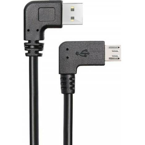 Powertech Angle (90°) USB 2.0 to micro USB Cable Μαύρο 0.5m (CAB-U132)