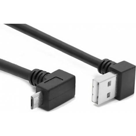 Powertech Angle (90°) USB 2.0 to micro USB Cable Μαύρο 0.5m (CAB-U136)