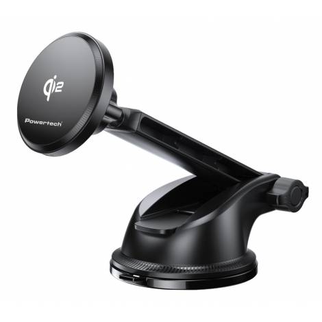 POWERTECH ασύρματος φορτιστής & βάση smartphone αυτοκινήτου PT-1492, Qi2, 15W, μαύρος