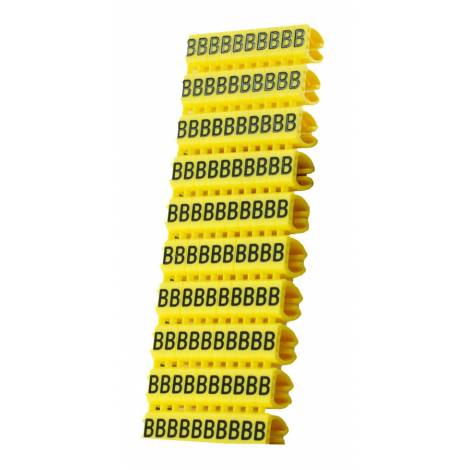 POWERTECH Clip αρίθμησης καλωδίου γράμμα B, Yellow, 10τεμ.