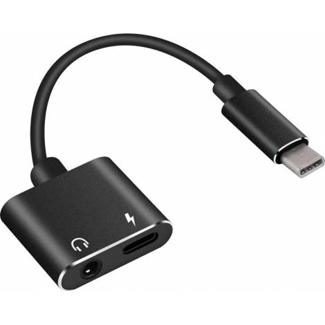 POWERTECH Converter USB Type-C σε 3.5mm & θηλυκό USB Type-C, μαύρο  (CAB-UC031)