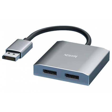 POWERTECH DisplayPort splitter CAB-DP068, 2 σε 1, 4K/60Hz, γκρι