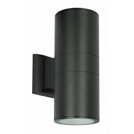 POWERTECH φωτιστικό τοίχου HLL-0190 για 2x GU10 λάμπες, μεταλλικό, IP65, μαύρο