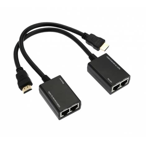 POWERTECH HDMI 19pin extender σε 2x UTP cat5e/6, HD, εώς 30m, Black CAB-H078 | 20090