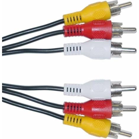 Powertech Καλώδιο 3x RCA Male σε 3x RCA Male (red, White, yellow), 1.5m (CAB-R004)