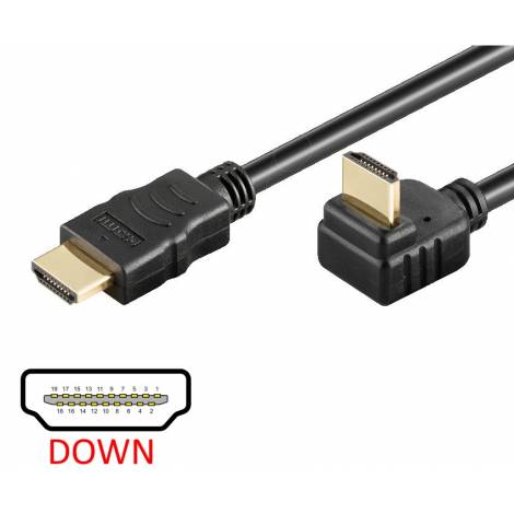 POWERTECH Καλώδιο HDMI (Μ) 19pin 1,4V, 90° down, 1.5m, Black (CAB-H015)
