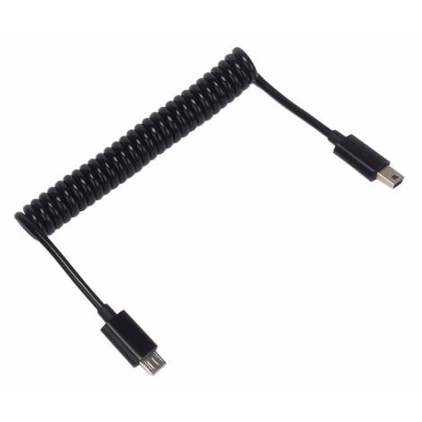 POWERTECH Καλώδιο Micro USB σε USB Mini, σπιράλ, 1m, μαύρο