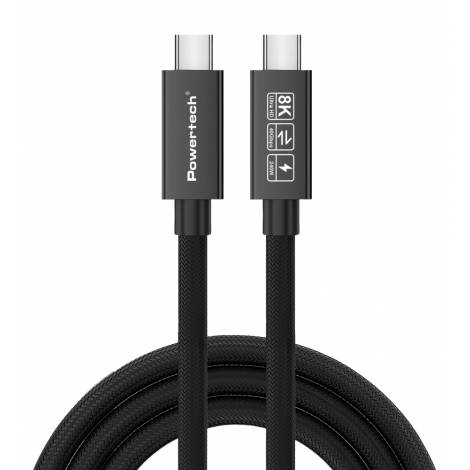 POWERTECH καλώδιο USB-C PTR-0165, USB4, 240W, 40Gbps, 8K/60Hz, 1m, μαύρο