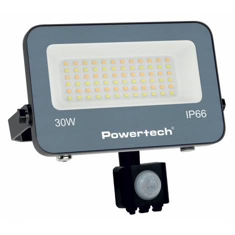 POWERTECH LED προβολέας PT-1617 με αισθητήρα κίνησης, 30W, 4000K, 2700lm, IP66, 2.5KV