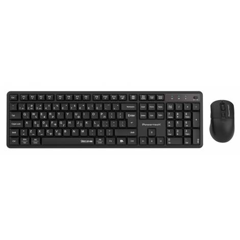 POWERTECH set ασύρματο ποντίκι & πληκτρολόγιο PT-1540, 2.4GHz & Bluetooth, αθόρυβο, μαύρο