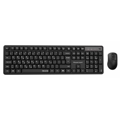 POWERTECH set ασύρματο ποντίκι & πληκτρολόγιο PT-1541, 2.4GHz, αθόρυβο, μαύρο
