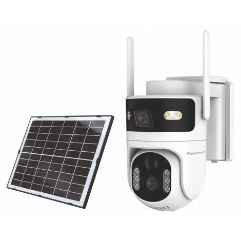 POWERTECH smart ηλιακή κάμερα PT-1547, dual lens, 4MP, 4G, PTZ, SD, IP65