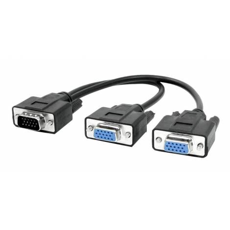 POWERTECH splitter VGA 15pin HD Male σε 2x Female, 0.2m, μαύρο CAB-G014 | 8022