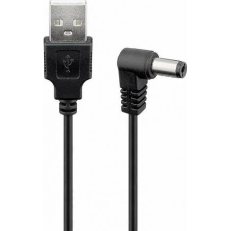 Powertech USB 2.0 Cable USB-A male - DC Μαύρο 5.5x2.5mm 1.5m (CAB-U121)