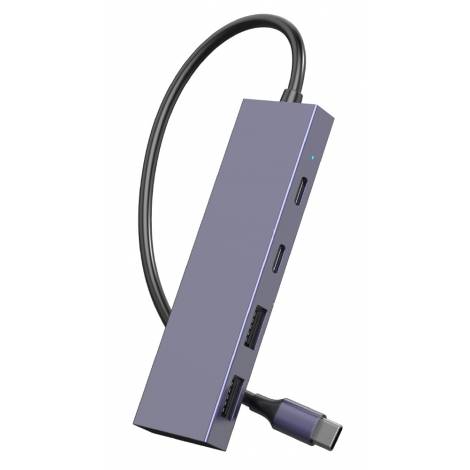 POWERTECH USB hub PTH-110, 4x θυρών, 10Gbps, USB-C σύνδεση, γκρι