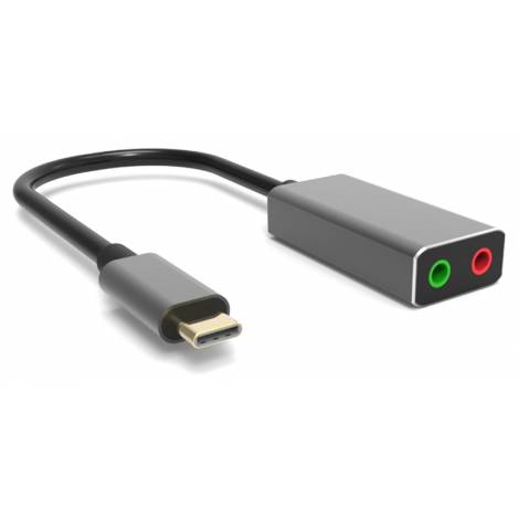 POWERTECH USB Type-C κάρτα ήχου , 2x 3.5mm, γκρι